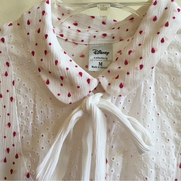 LC Lauren Conrad Disney Collection Red/Pink Teardrop Print Blouse Misses size M - Picture 2 of 5